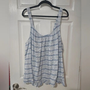 Lane Bryant Blue & White Striped Linen Blend Tank Top in Size 24